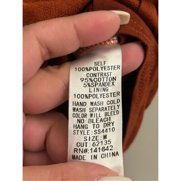 NWT She + Sky drape neck bodysuit rust color M - Picture 5 of 7